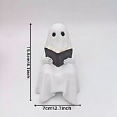 cheap Figurines &amp; Ornaments-Halloween Cute Ghost Decoration Reading Book Resin Figurine Spooky Tabletop Desk Ornament, Haunted House Mini Statue, Creepy Cute Decoration for Home, Office &amp; Party Decor