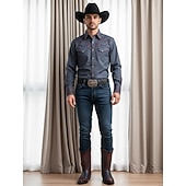 billige Cowboy og vestlige støvler-Herre Støvler Cowboy Western støvler Bohem Årgang utendørs Daglig PU Støvletter Svart Rød Vår Høst Vinter