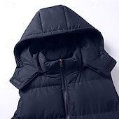 levne Pánská péřová vesta-Pánské Puffer Vesta Kamizelka Vesta Dovolená Denní Rande Módní Na běžné nošení Podzim Zima Kapsy Polyester Zahřívací Pohodlné Pevná barva Zip Kapuce Běžný Černá Vodní modrá Vesta