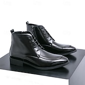economico Stivali da vestiti-stivaletti chelsea da uomo neri lucidi con finitura lucida, eleganti scarpe eleganti slip-on per eventi formali, abbigliamento da ufficio e occasioni speciali