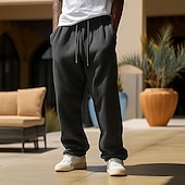 preiswerte Sweatpants-Herren Jogginghose Fleecehose Jogginghose mit weitem Bein Sporthose Hose Kordelzug Elastischer Bund Einfach Feuchtigkeitsableitend Atmungsaktiv Volle Länge Sport im Freien Lässig Täglich Urlaub Mode