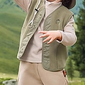 billige Guttens vest-Barn Unisex Vest frakk Yttertøy Helfarge Ermeløs Lomme Knapper Hold Varm Myk Pustende Frakk utendørs Mote Daglig Brun Grønn Kakifarget Høst Vinter 4 år +