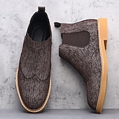 abordables Bottes de Chelsea-Bottines Chelsea grises pour hommes avec détails brogue à bout d&#039;aile, style vintage élégant pour les mariages, le travail et les occasions semi-formelles
