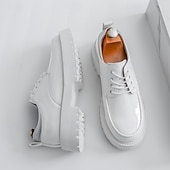 economico Scarpe Oxford-scarpe oxford nere lucide da uomo – scarpe eleganti stringate in vernice con suola spessa per feste serali, moda gotica, concerti e occasioni speciali