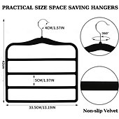 abordables Crochets et fixations-Lot de 3 organisateurs de placard et de rangement en velours pour pantalons, cintres, gain de place, organisateur antidérapant à 5 niveaux pour foulards et jeans, essentiels pour dortoirs pour