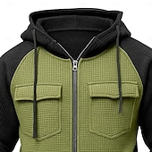 abordables Sudadera Táctica-Hombre Sudadera Sudadera con capucha y cremallera completa Sudadera con capucha y diseño de gofres Sudadera táctica con capucha Táctico Verde Ejército Azul Marino Marrón Caqui Gris Con Capucha Plano