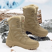 economico Stivali invernali e neve-stivali da neve invernali alti impermeabili da uomo con fodera in pelliccia, suola in gomma antiscivolo, calzature da trekking isolate per climi estremamente freddi, trekking e avventure in montagna