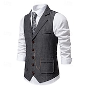 levne Obleky pro volný čas-Pánské Kamizelka Denní Vinobraní Podzim zima Polyester Pevná barva Jednořadé Blejzr Tmavě šedá Námořnická modř Hnědá