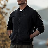abordables Sudaderas Básicas_-Hombre Sudadera Sudadera con cremallera Sudadera con cremallera completa Negro Rojo Azul Marino Azul Piscina Gris Oscuro Cuello Mao Plano Bolsillo Deporte Diario Festivos Algodón Ropa de calle Básico