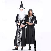 levne Kostýmy pro páry a skupiny-Čerodějnice Čaroděj předvečer Všech svatých Šaty Fancy kostým Kostýmy pro páry cosplay Dospělé Dámské předvečer Všech svatých Karneval Výkon Párty Jednoduché Halloweenské kostýmy Oblékněte se