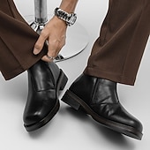 preiswerte Kleiderstiefel-Herrenstiefeletten aus braunem Kunstleder – klassische Reißverschlussstiefel für den Winter, das Business und formelle Anlässe