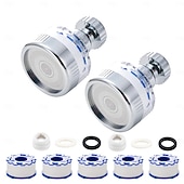 ieftine Gadgeturi de Baie-bucătărie universală rotativă la 360 de grade &amp;Purificator de apă pentru robinet de baie - Pachet de 2 robinete cu filtru de apă pentru chiuvetă cu 6 cartușe de filtrare - elimină clorul, fluorul și