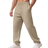 お買い得  スウェットパンツ-男性用 スウェットパンツ ワイドレッグスウェットパンツ ズボン カジュアルパンツ オープンボトムスウェットパンツ ジャカード ドローストリング 弾性ウエスト 平織り 吸汗性 高通気性 全長 スポーツ・アウトドア カジュアル 日常 ファッション ストリートファッション ブラック ホワイト 伸縮性あり