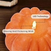 Недорогие Декоративные огни-Осенняя светодиодная беспламенная свеча-светильник в виде тыквы на Хэллоуин, для вечеринки в честь Дня благодарения, для украшения рабочего стола, подвесной светильник с 8 функциями, таймером, пультом