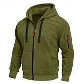 economico Felpa Tattica-Per uomo Felpa con cappuccio Felpa con cappuccio a zip intera Velluto a coste Felpa con cappuccio tattica Nero Bianco Verde militare Rosso Borgogna Con Cappuccio Semplice Testurizzato Sport &amp; Outdoor