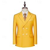 abordables Blazers Classiques pour Hommes-Homme Blazer Affaires Cocktail Fête de mariage Mode Occasionnel Printemps Automne Polyester Uni Avec Poches Boutons Confortable Double Boutonnage veste Noir Blanche Jaune Rose Claire