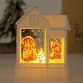 cheap Indoor Christmas Lights-1 Pc 12.2 * 8.9CM Christmas retro small house shaped LED electronic candle night light desktop Christmas style ornament light LR1130 * 3 battery