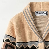 ieftine pulover cardigan pentru bărbați-Bărbați Pulover Pulover Cardigan Pulover Fair Isle Striat Tricotat Scurt Curelat Tricotat Simplu Șal  Guler Vacanță Modă Casual Purtare Zilnică Îmbrăcăminte Toamnă Primăvara &amp; toamnă Kaki M L XL