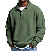 Herre Vaffel poloskjorter Golf skjorte Sport & Utendørs Avslappet Knaphul Langermet Gatemote Kul عادي Klassisk Stil Med Tekstur Høst Vår & Vinter Normal Aprikos Hvit Lysegrønn Militærgrønn Rød Navyblå billige Klassisk poloskjorte for menn-Herre Vaffel poloskjorter Golf skjorte Sport & Utendørs Avslappet Knaphul Langermet Gatemote Kul عادي Klassisk Stil Med Tekstur Høst Vår & Vinter Normal Aprikos Hvit Lysegrønn Militærgrønn Rød Navyblå