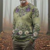 preiswerte 3D-Sweatshirts für Herren-Herren Boho Paisley Damast Blumen / Pflanzen Pullover Sweatshirts Langarm Sweatshirt Rundhalsausschnitt Vintage-Retro Druck Ferien Ausgehen Festival Druck Herbst Winter