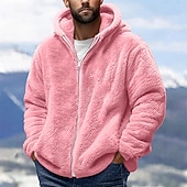 economico Felpa con cappuccio in pile-Per uomo Felpa con cappuccio Felpa con cappuccio a zip intera Giacca in Pile Nero Rosa Verde militare Blu marino Blu Reale Con Cappuccio Semplice Tasca Sport &amp; Outdoor Quotidiano Ferie Poliestere