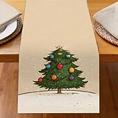 billiga julmattor och julmattor-Jul Linneduk Högtids Tecknad Jultomte  Snöflinga Tryck Duk Matbord Dekor Vardagsrum  Bänkskiva Festlig Dekoration