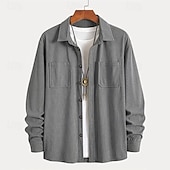 baratos Casacos &amp; Sobretudos para Homem-Homens jaqueta leve Jaqueta de Camisa Jaqueta casual Cabana Férias Diário Respirável Bolsos Primavera Outono Tecido Moda Clássico Lapela Padrão Preto Azul Verde Tropa Cinzento Casaco