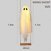 お買い得  ハロウィンの屋外-ハロウィン スイングゴースト デコレーション 屋外用 5.9フィート 大型 吊り下げゴースト スイング リモコン付き ストリングライト付き 不気味でかわいいゴースト デコレーション 木 ポーチ 庭 庭 芝生用