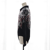 abordables Disfraces de Patinaje Artístico para Niños y Hombres-Top de patinaje artístico Hombre Chico Patinaje Sobre Hielo Tops Negro Retazos Licra Alta elasticidad Entrenamiento Competición Ropa de Patinaje Clásico Cristal / Strass Manga Larga Patinaje sobre