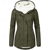 abordables Parka Décontractée-Femmes Manteau d&#039;Hiver Veste à Capuche Chaud Confortable Fermeture éclair Avec Poches Occasionnel Uni Extérieur Vacances Tenue quotidienne Week-end Régulier À capuche Coupe régulière manche longue