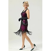  Retro Vintage Roaring 20s 1920s Midi Flapper Dress Fancy Costume Halloween Group Couples Costumes The Great Gatsby Sequins Tassel Fringe Fancy Dress Men's Women's Halloween Carnival Party / Evening