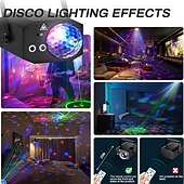 cheap Projector Lights-DJ Laser Party Lights Disco Light with RGB Strobe Light Show Music Sound Activated/Remote Control for DJ Parties Stage Karaoke Club Home Birthday