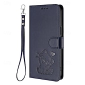 お買い得  その他のスマホケース-電話 ケース 用途 グーグル ピクセル9プロ ピクセル9プロXL Pixel 8 Pro Pixel 8 ウォレットカードケース 全身保護 ストラップ付き カメラレンズプロテクター 猫 レトロ風 TPU PUレザー