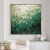 abordables Pinturas abstractas-Pintura al óleo hecha a mano, lienzo, decoración artística de pared, abstracto verde contemporáneo para decoración del hogar, pintura enrollada sin marco y sin estirar
