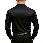 voordelige Satijnen overhemden voor heren-Voor heren Overhemd Zijdeachtig Satijnen overhemd Normaal shirt Effen Formeel Bruiloft Zilver Zwart Goud Groen Lange mouw Revers Lente &amp; Herfst Alle seizoenen Kleding Met ruches