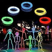 billige Halloween utendørs-5m led el wire lys stripe batteri neon glødende string lys karneval DIY rope tube glød i mørket halloween blacklight julebil flerfarget dansefest dekor