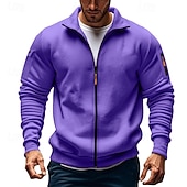 economico Felpa Tattica-Per uomo Felpa con cappuccio Felpa con cappuccio a zip intera Felpa con cappuccio in pile Felpa con cappuccio tattica Nero Bianco Verde militare Rosso Borgogna Colletto Mao Semplice Cerniera Sport