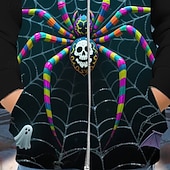 cheap Boy's 3D Animals-Halloween Boys' 3D Ghost Spider Hoodie Coat Outerwear Long Sleeve Spring Fall Adorable Sport Kids 4-12 Years Zip Street Daily Regular Fit