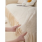 baratos Cobertura de Sofa-Capa de sofá com saia elástica jacquard, cor sólida premium, quatro estações, espessada, antiderrapante, universal, capa para sofás