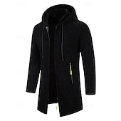 olcso Férfi Trench kabát-Férfi Felöltő Ballonkabát Hosszú Trench kabát Vakáció Napi Tavasz Tél Poliészter Szélbiztos Melegen tartani Felsőruházat Ruházat Divat Klasszikus Sima Zseb Kapucni Cipzár