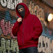 tanie podstawowe bluzy męskie-Męskie Rozpinana bluza z kapturem Bluza z zamkiem Bluza z zamkiem błyskawicznym Biały Kaptur Równina Multi Pocket Kieszenie na zamek Codzienny Sport i turystyka Święto Poliester Moda miejska Codzienny