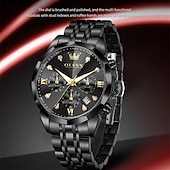 cheap Quartz Watches-The New Olevs Men&#039;S Business Watch With Luminous Calendar Small Three-Hand Moon Phase Display Multi-Functional Quartz Watch Waterproof Casual And Fashionable Men&#039;S Sports Wristwatch