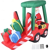 economico luci di Natale all&#039;aperto-Babbo Natale guida un carrello elevatore con striscia luminosa a LED, modello gonfiabile impermeabile, festa in giardino al chiuso e all&#039;aperto, decorazioni luminose per l&#039;atmosfera festiva, spina