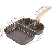 abordables Ustensiles de cuisine-Poêle antiadhésive 3 en 1 en alliage de titane avec poignée surélevée anti-brûlure, grattoir et brosse à huile, poêle à petit-déjeuner, marmite à hamburger, poêle à petit-déjeuner multi-sections, gril