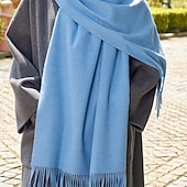 Недорогие Женские накидки и шали-Жен. Прямоугольный платок Шарфы кольцом Повседневные выходные Синий Оранжевый ШАРФ Чистый цвет