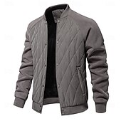 voordelige Heren donsjassen &amp; parka's-Men's Winter Coat Quilted Jacket Fleece Jacket Parka Pocket Polyster Fleece lined Vacation Daily Wear Date Regular Fashion Casual Comfortable Thermal Warm Fall Winter Solid / Plain Color Camel Green