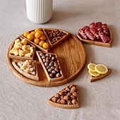 preiswerte Küchen-Aufbewahrung-8-teiliges geteiltes Holztablett, geteiltes Serviertablett aus Massivholz, geteilter Servierteller aus Verbundholz für Snacks, Tee und kleine Portionen – ideal für Partys, Picknicks und den