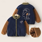 billiga Pojkars basebolljackor-Barn Unisex Fleece-jacka Baseballjackor Ytterkläder Färgblock Långärmad Komfort Knappar Håller värmen Mjukt Fleece Täcka Utomhus Mode Dagligen Blå Grön Grå Vår Höst 4 år +