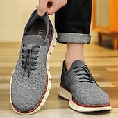 economico Sneakers Casual-scarpe da ginnastica Oxford traspiranti da uomo in maglia – scarpe casual leggere con finiture in pelle di vacchetta per camminare, indossare ogni giorno e viaggiare