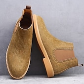 economico Stivali Chelsea-stivali chelsea da uomo color cachi, stile casual e leggero alla caviglia con soffietti elastici, per l'ufficio, le uscite del fine settimana e il comfort quotidiano